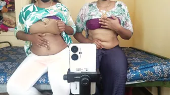 Desi Sisters Video Call With Rich Boyfriend And Showing Off Her Tits And Hairy Twat