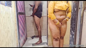 Busty Indian mommy catches stepbro jerking fat dick in tub demands pussy pounding right there