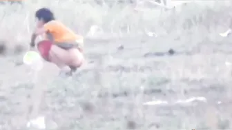 Indian Village Lady Shits and Ass Washes