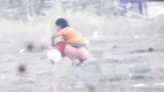 Indian Village Lady Shits and Ass Washes