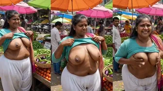 Horny Desi Aunty Pulls Out Her Huge Fucking Tits Right in the Middle of a Bustling Outdoor Market