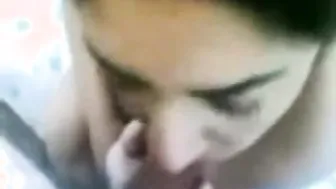 Indian chick gently engulfing moist shaft of her bf