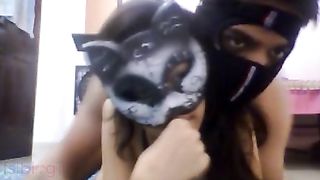 Hawt body masked Indian cuties blowjob