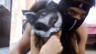 Hawt body masked Indian cuties blowjob