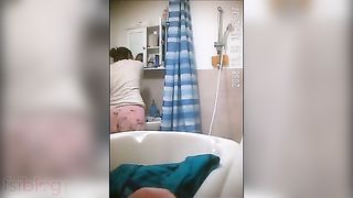 Escort girl bathing in nature's garb for porn video