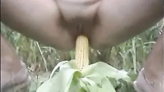 Using various stuff indian MILF enjoy petting fuck corn